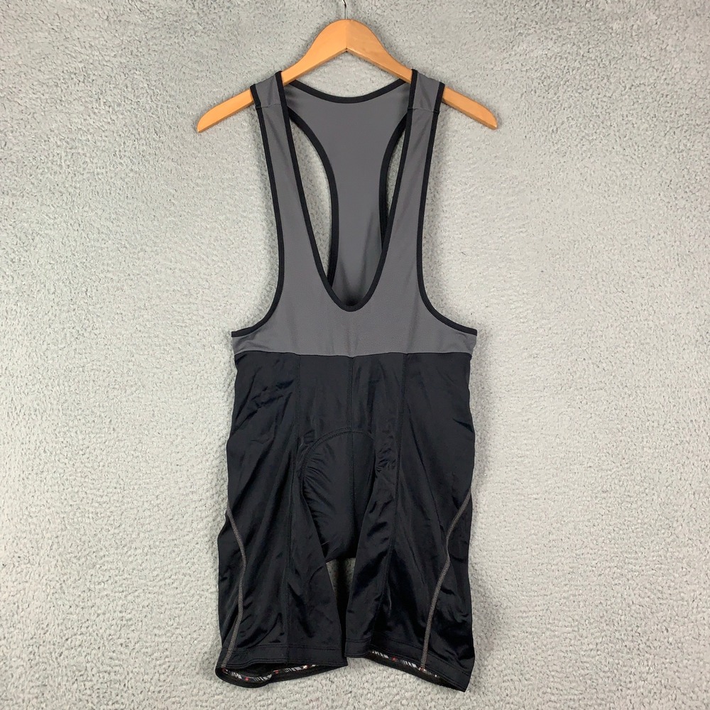 Descente Cycling Bib Shorts Adult Large Black Grey Padded Racerback Mesh Biking